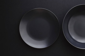 空盘子黑色的背景溢价餐具假期晚餐<strong>简约</strong>设计饮食