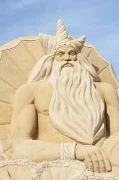 沙子雕塑希腊神波塞冬