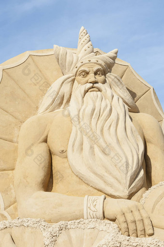 沙子雕塑希腊神波塞冬