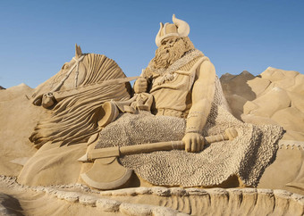 大沙子雕塑挪威人的维京人