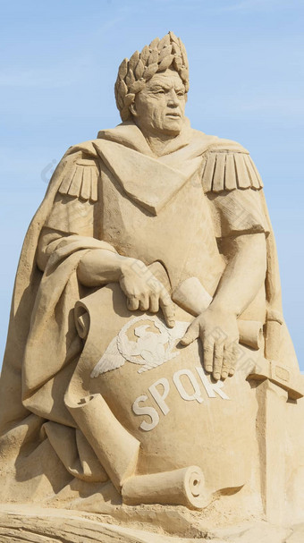 沙子雕塑朱利叶斯凯撒蓝色的天空