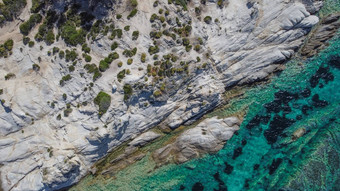 地中海希腊景观<strong>无人机</strong>拍摄卡沃罗特里普斯海滩