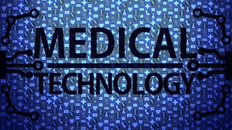 医疗技术大图片背景胡德组成图标集蓝色的光版本完整的屏幕