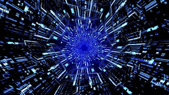 摘要未来主义的数字电路董事会隧道胡德发光的光蓝色的振动颜色波背景版本