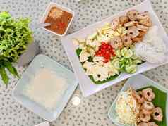 越南肉丸包装南neung食物集蔬菜