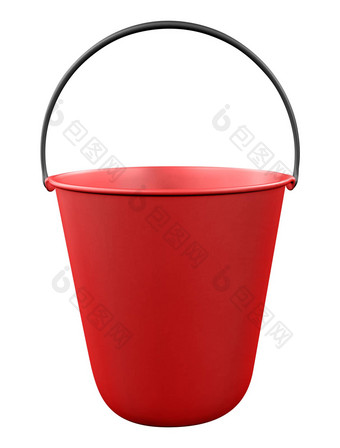 <strong>塑料桶</strong>孤立的红色的
