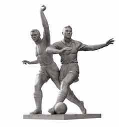 阿拉木图雕塑足球球员孤立的