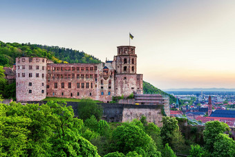 视图美丽的中世纪的小镇海德堡德国