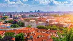 布拉格红色的屋顶打线圈历史小镇普拉格