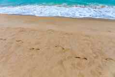 脚步沙子的足迹沙子海滩的足迹