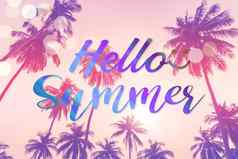 夏天qoute模糊海滩热带椰子棕榈夏天风格摘要模糊的背景假期假期概念