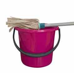 桶清洁拖把粉红色的