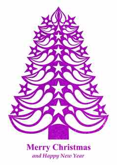 圣诞节树使草纸紫罗兰色的