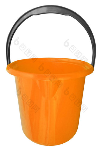 <strong>塑料桶</strong>孤立的橙色