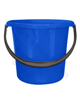 塑料桶孤立的蓝色的