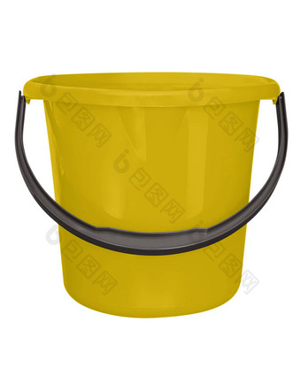 <strong>塑料桶</strong>孤立的黄色的
