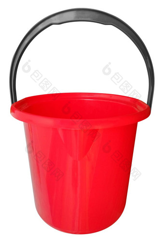 塑料桶孤立的红色的