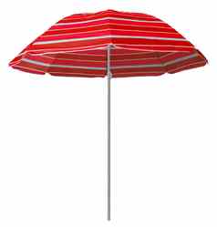 海滩条纹伞红色的