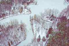 空中视图冻湖冬天风景景观照片上校