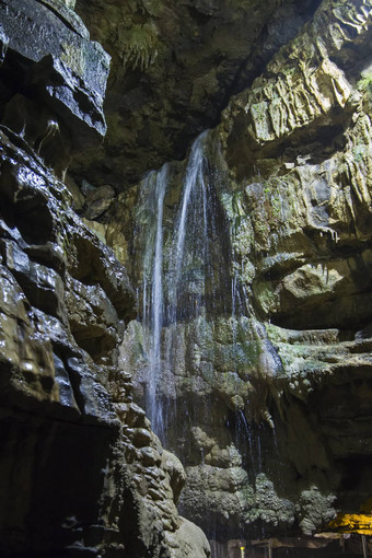 地质岩石形成瀑布地下洞穴
