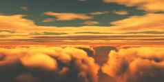 美丽的空中视图云日落插图