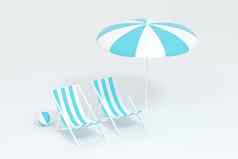 遮阳伞海滩椅子橙色背景呈现