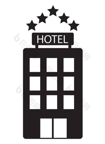 酒店图标白色背景酒店标志平设计风格