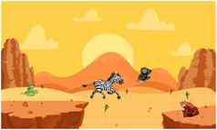 斑马蛇猴子玩沙漠夏天