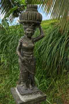 雕像大米农民大米场巴厘岛的jatiluwih