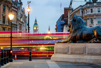 伦敦特拉法尔加广场狮子大我塔背景