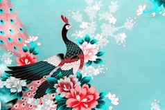 片段美丽的丝绸织物图像花孔雀