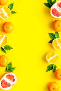 框架橙子葡萄柚前视图
