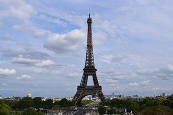巴黎法国4月<strong>美丽</strong>的视图埃菲尔铁塔塔<strong>之旅</strong>埃菲尔铁塔阳光明媚的春天一天惊人的视图纪念碑巴黎