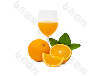 玻璃<strong>新鲜</strong>的橙色汁集团<strong>新鲜</strong>的橙色<strong>水果</strong>绿色叶子孤立的白色<strong>背</strong>景剪裁路径<strong>水果</strong>产品显示蒙太奇工作室拍摄
