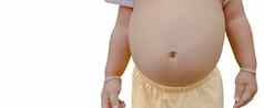 亚洲孩子们问题胃肠束不正常的胃健康护理概念