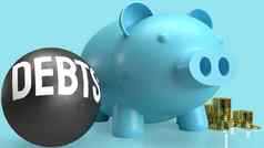 小猪银行债务金属球呈现金融浓缩的