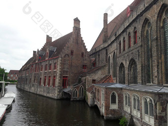 经典视图历史城市中心使用布鲁日西弗兰德斯省比利时城市景观使用体系结构具有里程碑意义的使用