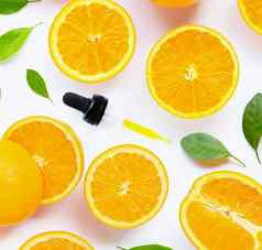 柑橘类至关重要的石油新鲜的橙色水果孤立的白色
