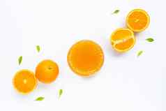 新鲜的橙色汁橙色水果白色背景