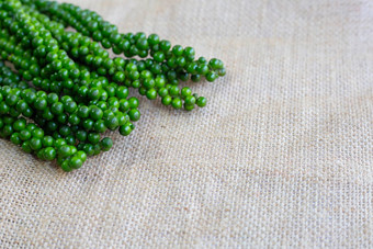 新鲜的绿色花椒麻布背景