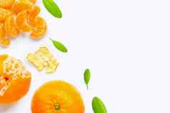 新鲜的橙色柑橘类水果孤立的白色背景多汁的