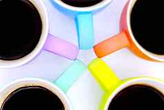集团色彩斑斓的咖啡杯子