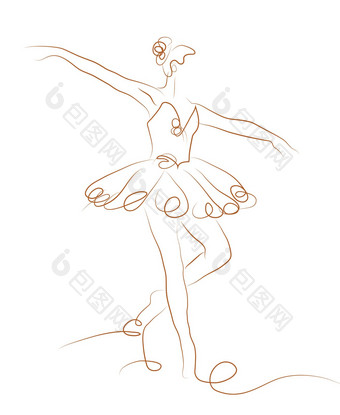草图女孩芭蕾舞女演员站构成白色背景