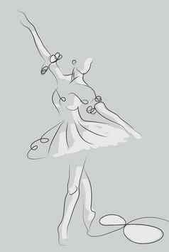 草图女孩芭蕾舞女演员站构成灰色的使用