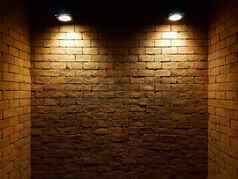 摘要砖墙黑暗关注的焦点温暖的光语气砖墙空房间砖墙背景壁纸