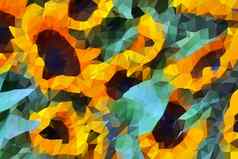 低多边形d-illustration色彩斑斓的花农村兰斯卡