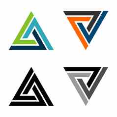 集三角形色彩斑斓的标志模板插图设计向量每股收益