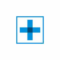 蓝色的广场交叉健康护理标志模板插图设计向量每股收益