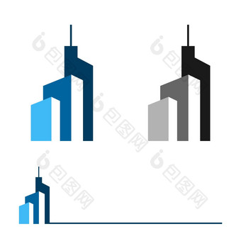 真正的房地产摩天大楼塔标志模板插图设计向量每股收益