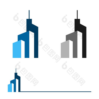 真正的<strong>房地产</strong>摩天大<strong>楼</strong>塔标志模板插图设计向量每股收益